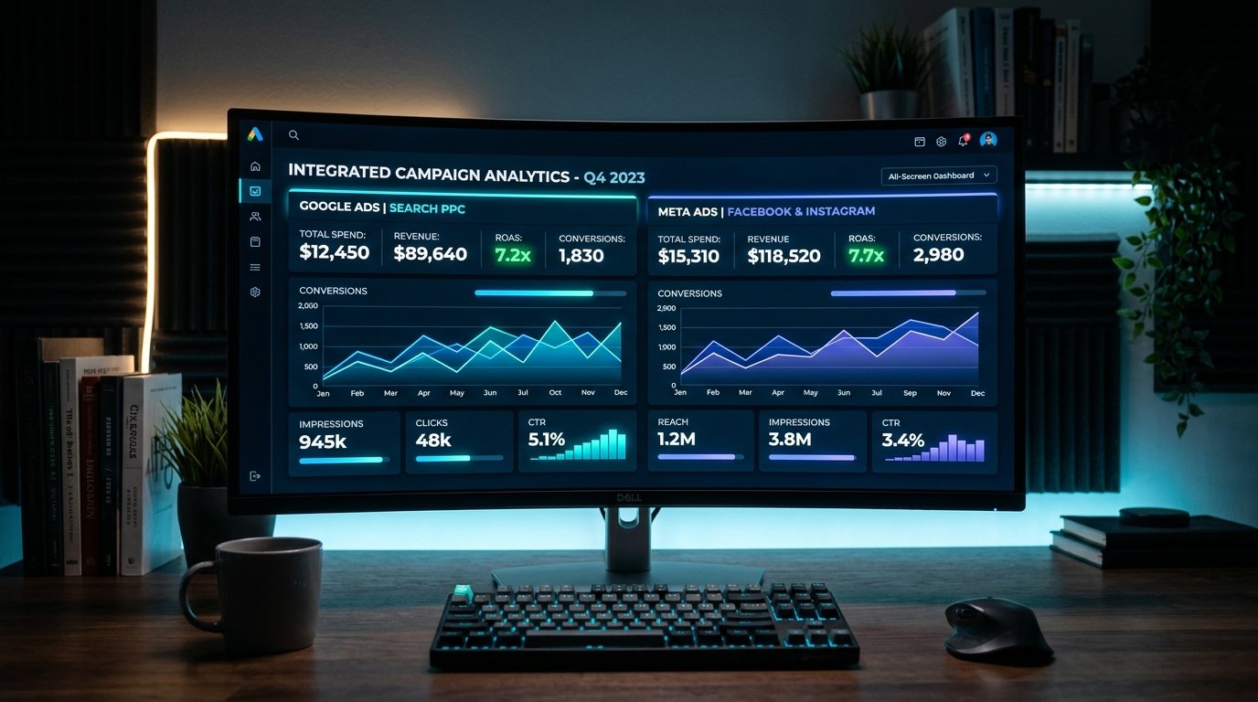 AVMARKONE Meta and Google Ads Performance Marketing Dashboard