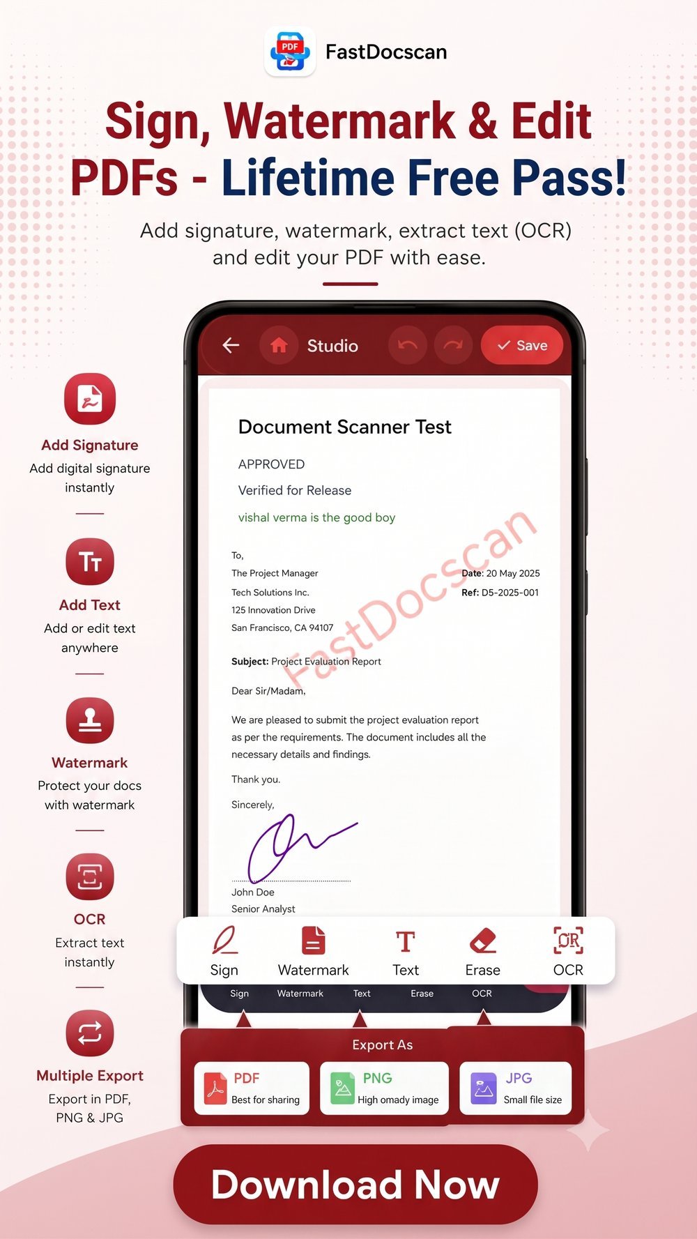 FastDocscan Mobile Document Scanner Android App Mockup
