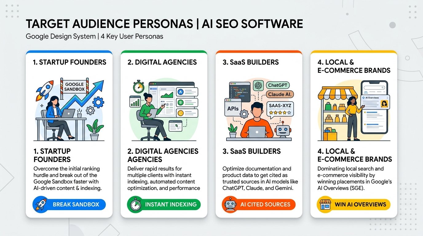 Target Audience Personas: Startup Founders, Digital Agencies, SaaS Builders, Local & E-Commerce Brands